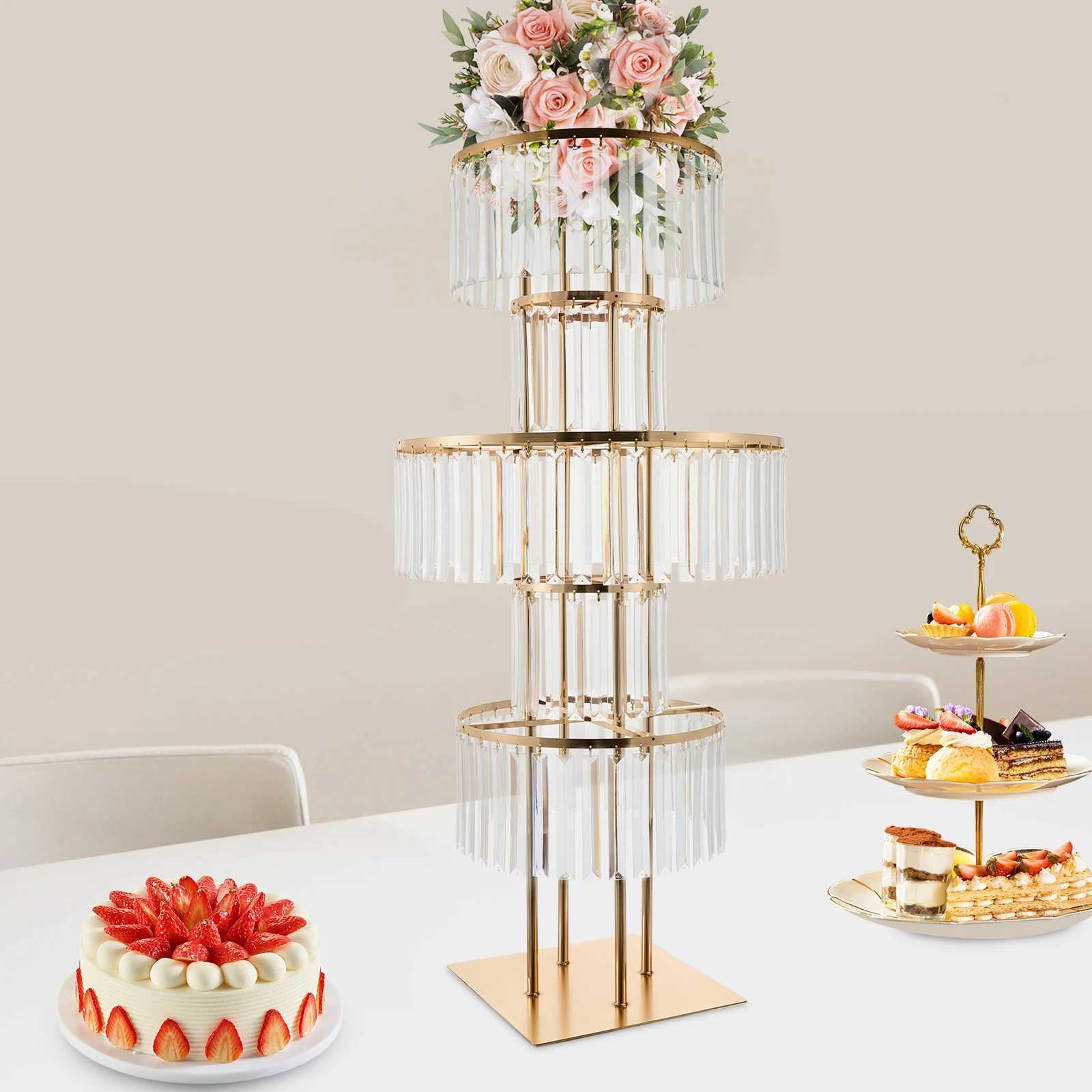 5 Tiers Gold Wedding Centerpieces Flower Stand Vase Centerpiece Acrylic Flower Stand with Hanging Acrylic C251017