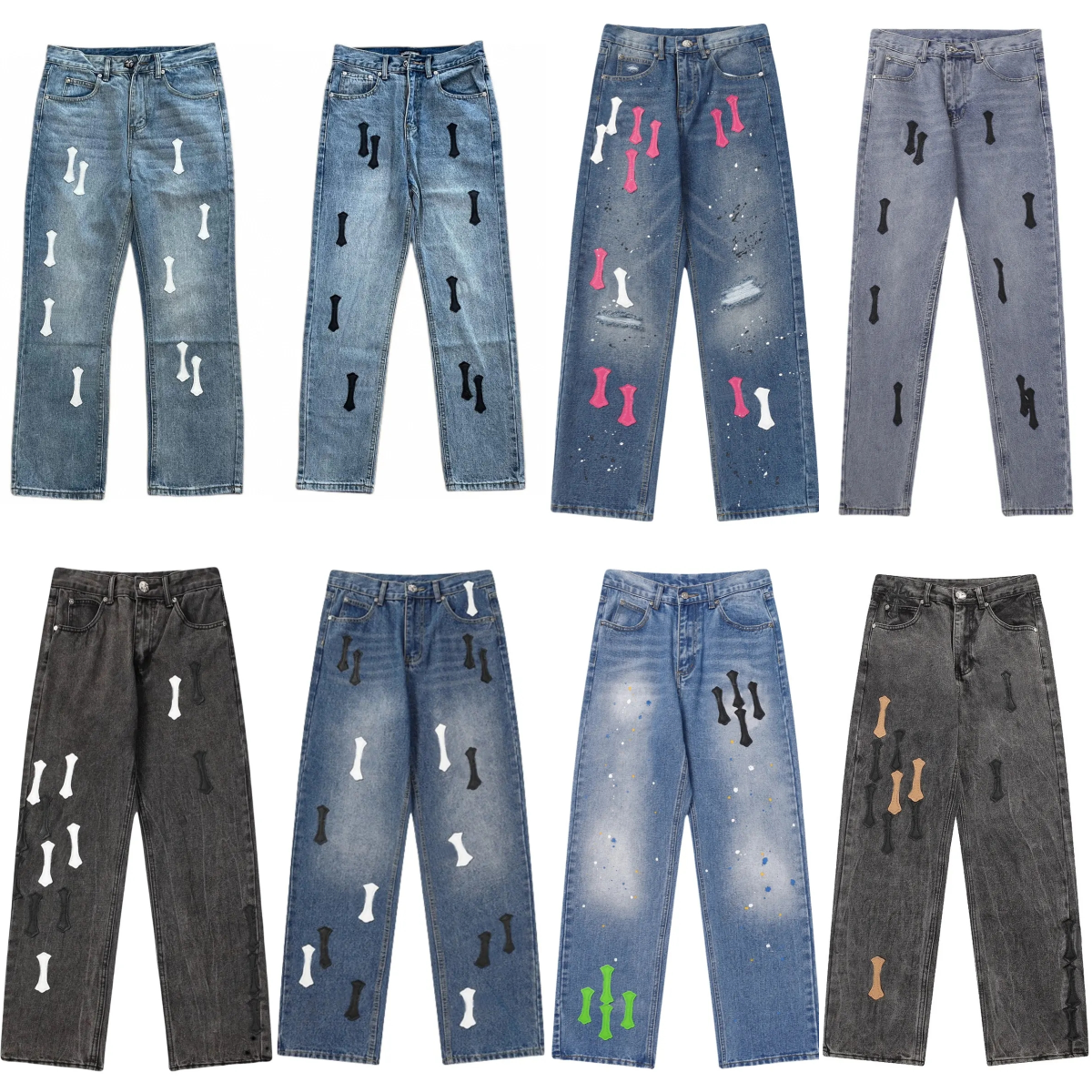 Men's Jeans Designers Jean Trousers Men Embroidery Patchwork Trend Brand Motorcycle Luxury Mens Skinny Straight Pants Rock Revival
