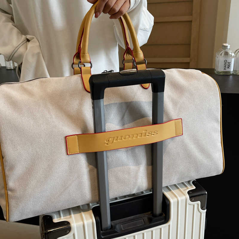 Canvas Travel Bag for Women, Extra Large Capacity Outdoor Business Trip Travel Luggage Bag, Ladies Handheld Sports Fitness Bag 250415