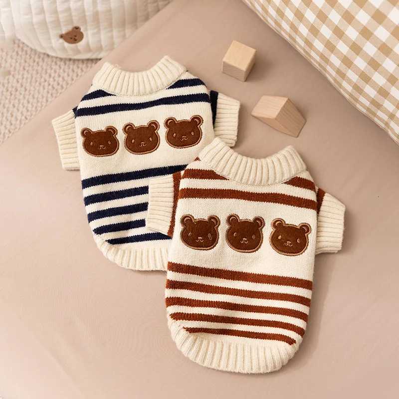 Striped Sweater for Dogs Cute Bear Dog Clothes Autumn Winter Pet Warm Clothing Knitted Coat Chihuahua Dachshund Puppy PulloverW251017