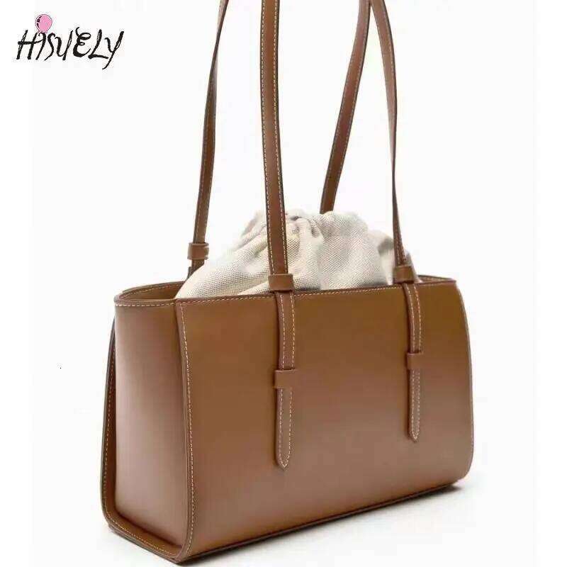 New Leisure Handheld Shoulder Quality PU Leather Women Versatile Drawstring Closed Top Handle Bags Female Crossbody Bag