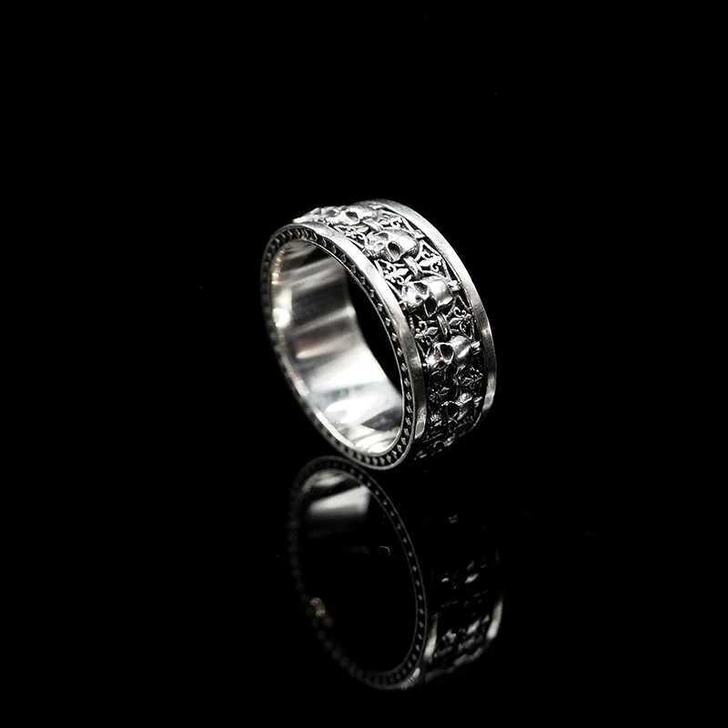 Punk Gothic Retro Engraved Horror Multiple Skulls Open Ring Mens Halloween Trend Cosplay Wearing Prop Motorcycle Ring Wholesale Z251017