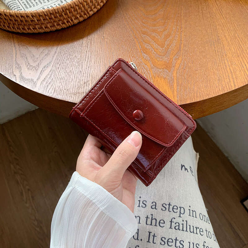 New Women's Style High-end Short Student Ins Female Money Clip Wallet Clutch