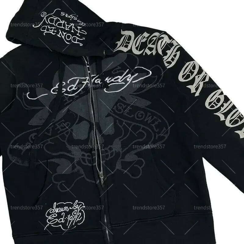 European American Personalized Cartoon Printed Hooded Cardigan Trend Ins Zipper Loose Sweatshirt Jacket For Men And Women