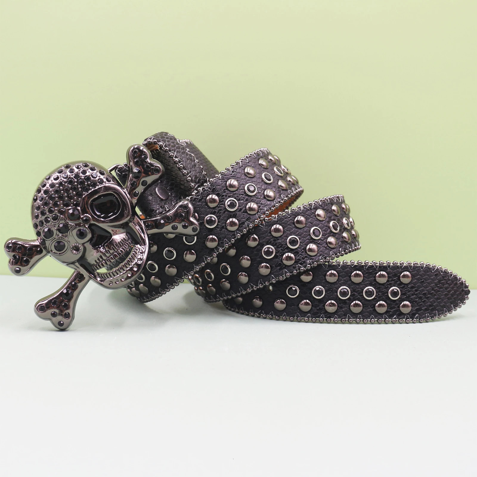 75Punk Skull Diamond Belts Buckle Hip Hop Jeans Decorative Rhinestone Acrylic Crystal Belt Men Women Y2k Alloy Solid Pin Buckle 251010