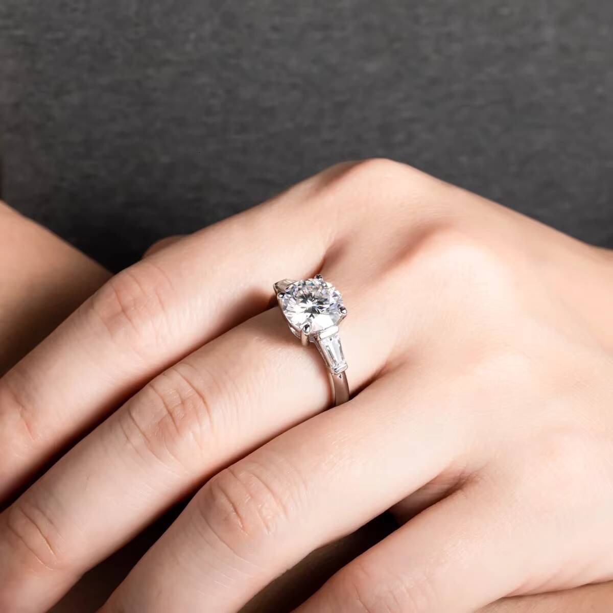 IGI Certificate Laboratory Grown Diamond Engagement Ring 14K Pear Cut Side Stone Marquise Engagement Ring