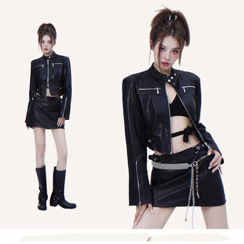 Black PU Leather Jacket For Women 2025 New Street Vibe Motorcycle Jackets Top Ladies Leather Coat Fashion Artificial LeatherT251017