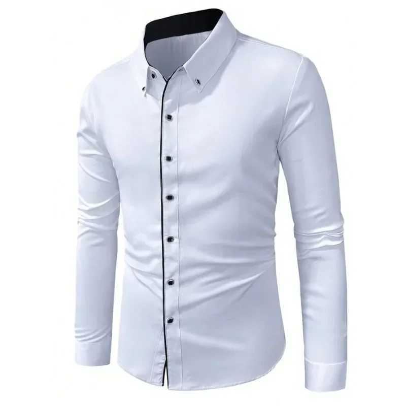 Bolubao Men White Shirt Fashion Brand New Patchwork Long Sleeve Casual Elastic Smart Casual Male Business Shirt J251017