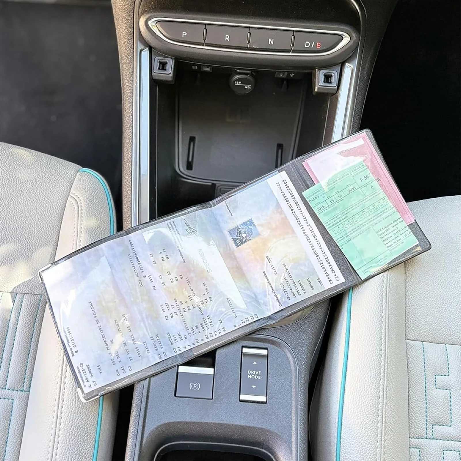 12pcs 4fold grey card holder in imitation leather Vehicle document insurance licence holder Elegant compact and durableW251017