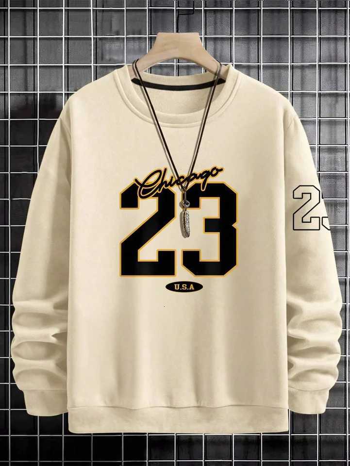 23 USA Art Letter Design Men Clothes Street Style Fleece Sweatshirts Autumn Casual Hoodies Fashionable Crewneck Pullovers Hoody Z251017