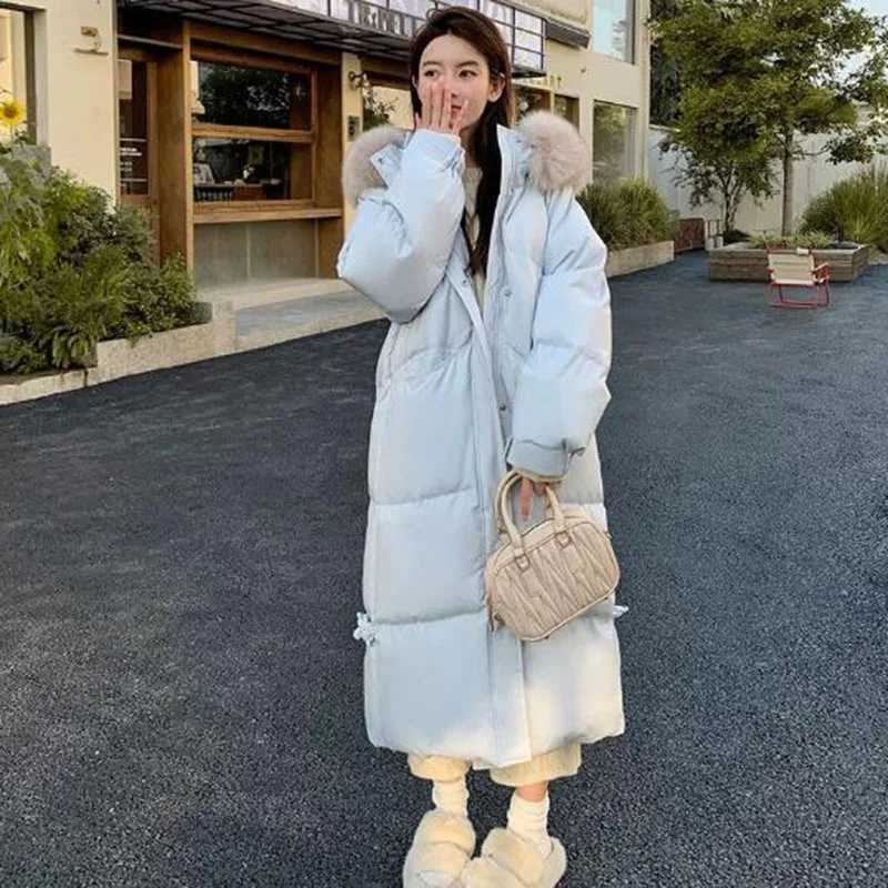 2025 New Fashion Warm Hooded Winter White Duck Down Women Down Jacket Natural Fur Collar Womens Down Jacket H227 W251016
