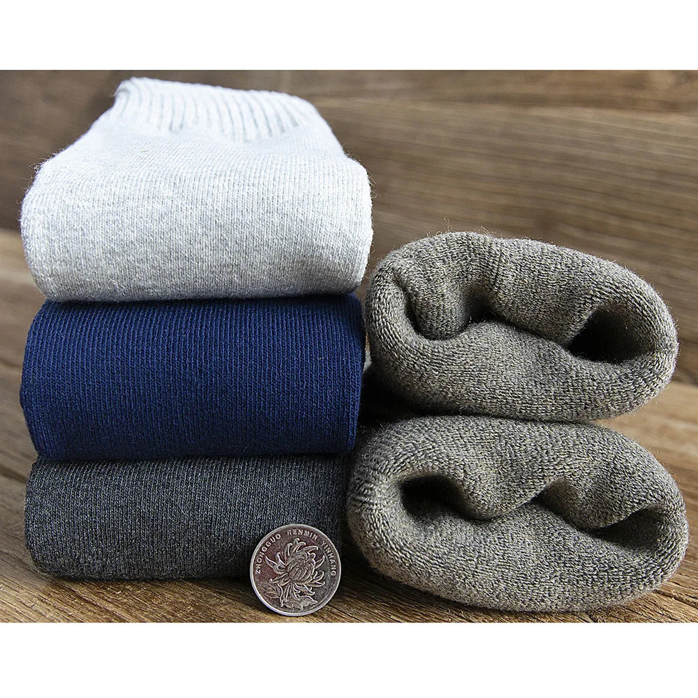 3 Pars Mens Winter Thick Warm KneeHigh Cotton Socks HighQuality Long Black Casual Fashion Socks for Cold Weather 251017