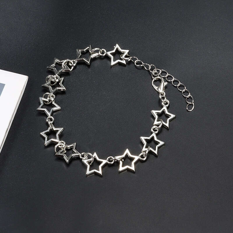Hollow Star Link Bracelet Hollow Five-Pointed Unisex Fashion Star Shape DIY Jewelry Gothic Alloy Bracelet