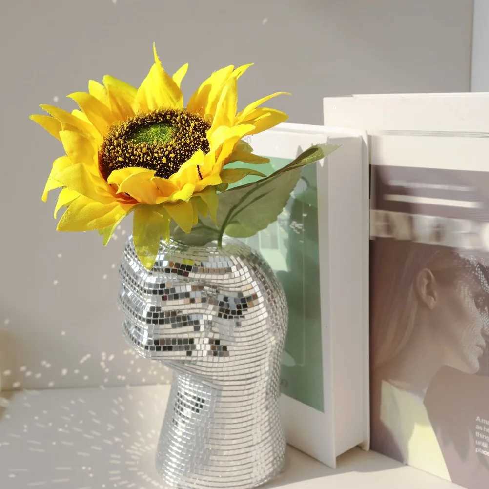 Silver Glass Vase Disco Mirror Vases Creative Fist Vase Room Decoration Living Room Desktop Decoration Home Decoration C251017