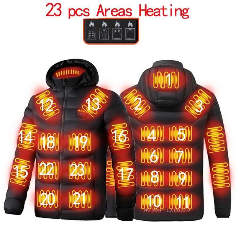 USB Heating Jackets Men Winter Warm Heated Parkas 23 Zones Electric Heated Jackets Waterproof Warm Jacket Coat Plus Size shsl H251017