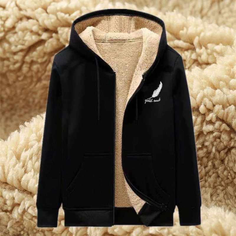 Youth Mens Thermal Hooded Sweatshirt Winter Thickened Zip Front Jacket Big Tall Fleece Hoodie Outerwear for Teenagers Z251017