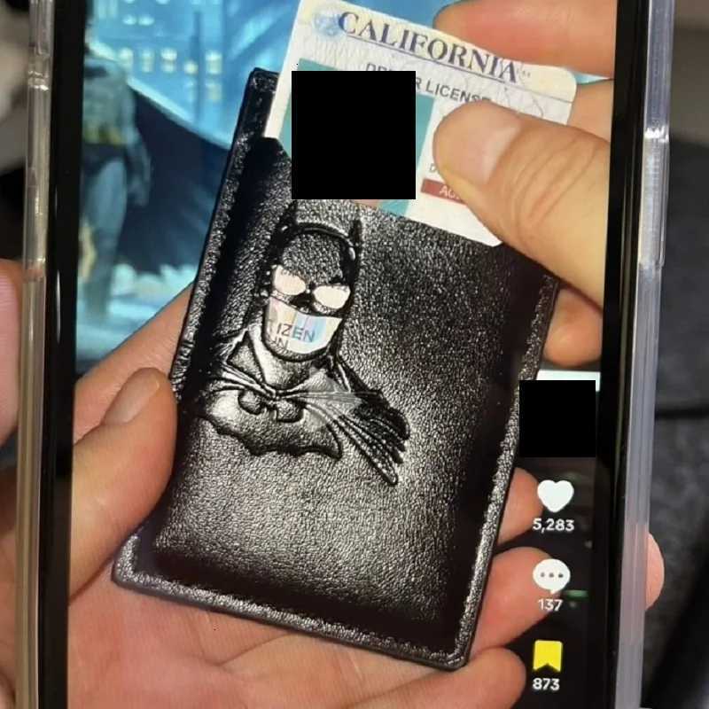 Black Bat Card Holder ID Wallet Leather Case Wallet With Anime Figures Creative Anniversary Birthday Gifts for Dad HusbandW251017