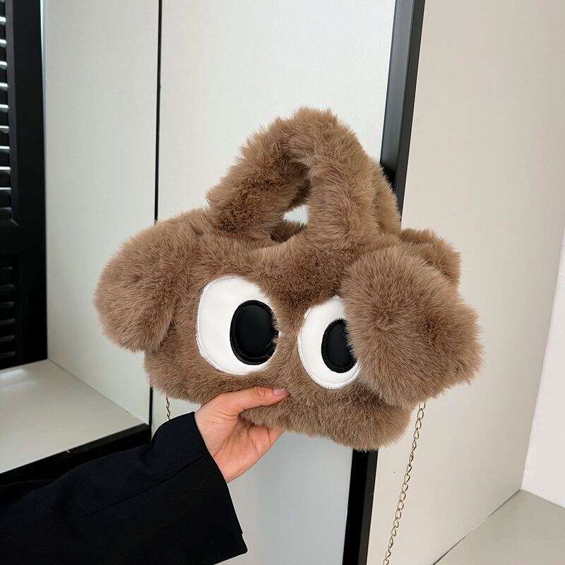 Plush Big Eyed Puppy 2023 Furry Winter New Cartoon Handbag Shoulder Cute Crossbody Bag