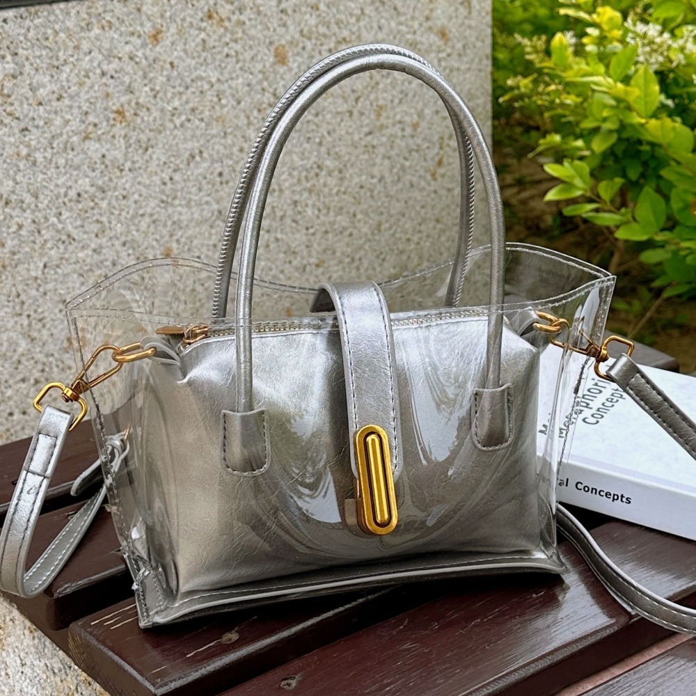 Transparent Large-Capacity Shoulder Bag for Women - Stylish Crossbody Purse with Vintage Design