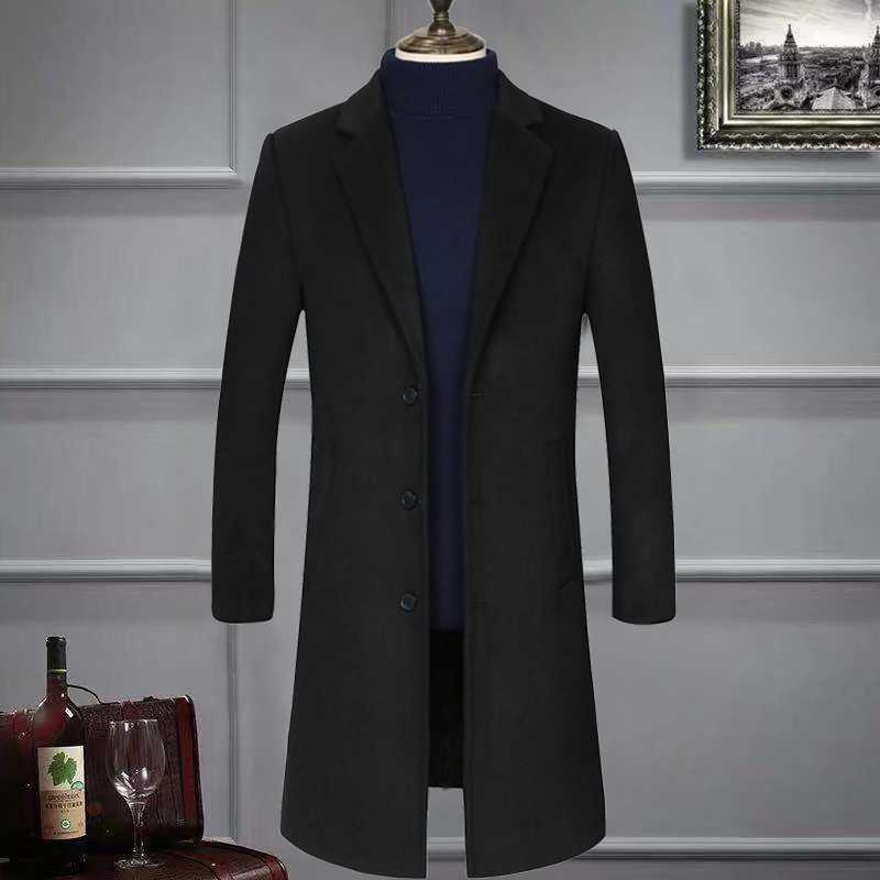 For the autumn and winter of 2025 there is a long woolen overcoat for middleaged and elderly men a business casual suit jacke J251017