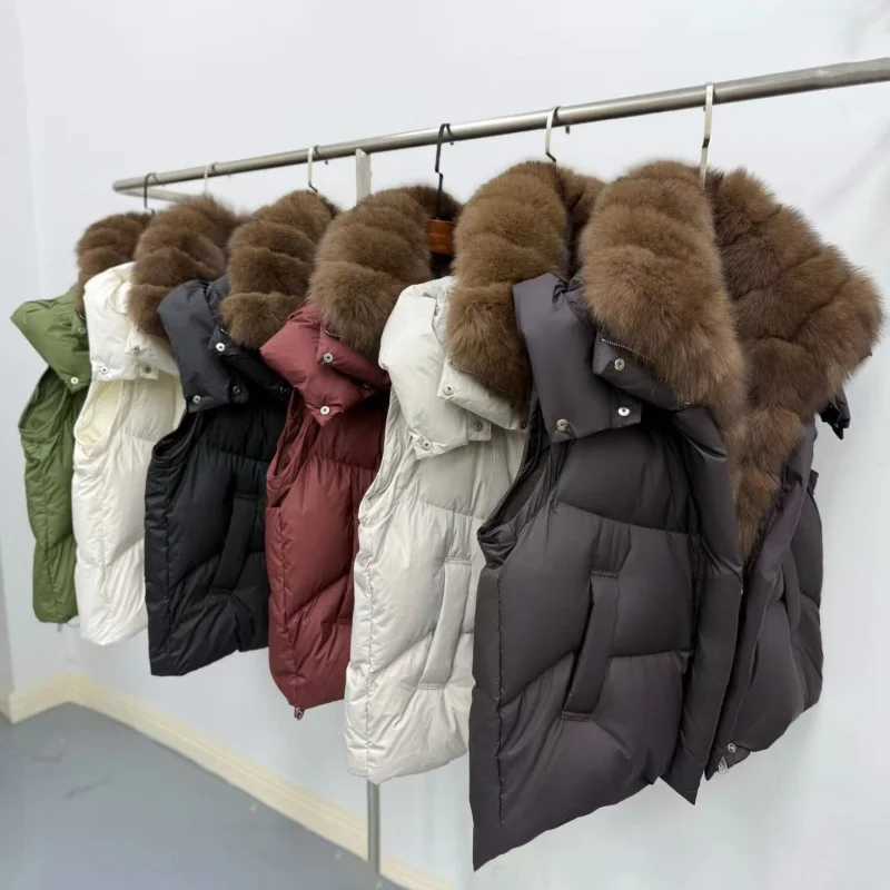 Winter new womens large furCollar thickened warm white Down coat y2k highquality fashionable detachable sleeveDown jacket W251016