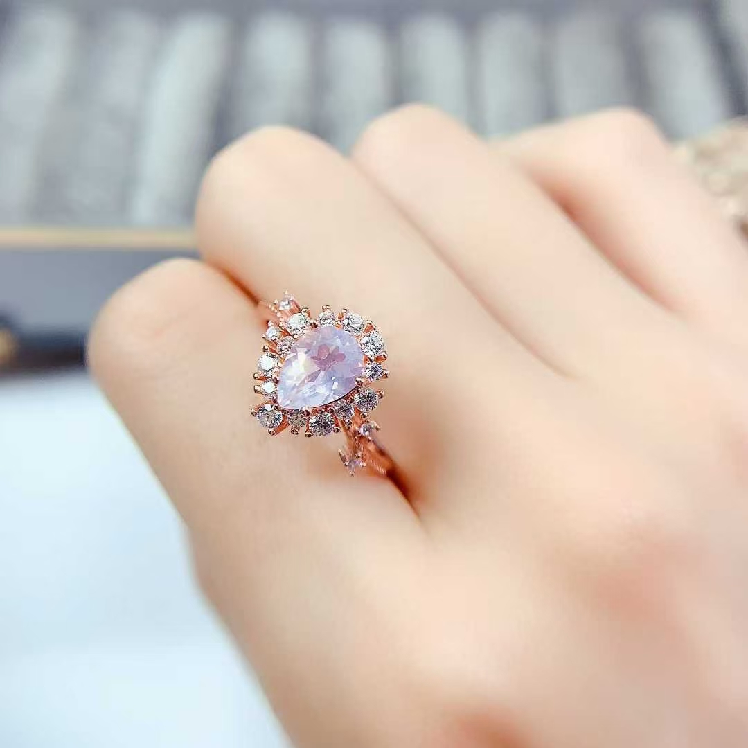 Dazzling 925 silver crystal ring natural amethyst ring 7mm*9mm genuine light purple amethyst jewelry with certificate