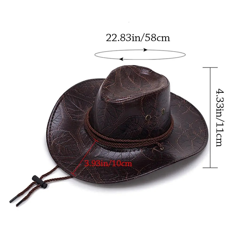 Cowboy Knight Hat Women Men Leather Caps Western Sun Hats Gentleman Jazz Vintage Cap Large Grassland Summer Autumn Visors 251015