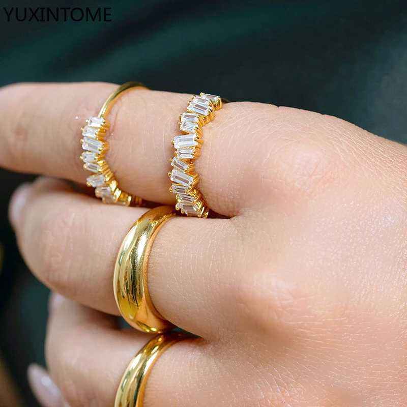 GoldSilver Plated Delicate Square Cubic Zircon Rings For Women Girls Micro Paved Crystal Ring Fashion Jewelry GiftsW251017