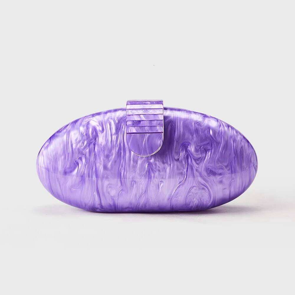 Women Acrylic Cute Long Round Evening Bag Female Marble Party Prom Casual Clutch Sac A Main Handbag And Purse