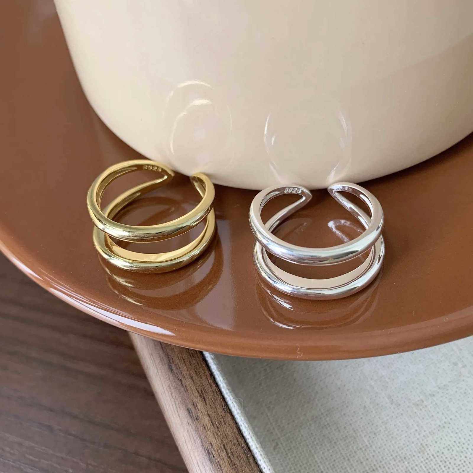 925 Sterling Silver Bilayer Smooth Surface Rings For Women Luxury Jewelry Money 925 CheAP Things W251017