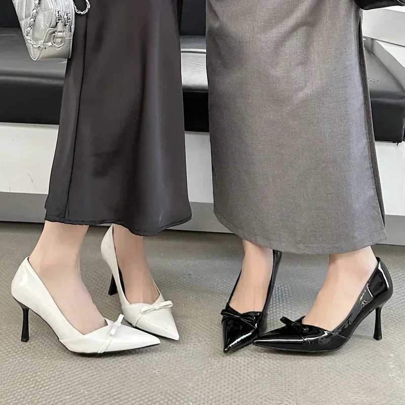 High Quality Patent Leather Women Pumps Sexy Pointed Toe High Heels Bow Designer Mules Loafers Elegant Banquet Heeled Sandals Z251015