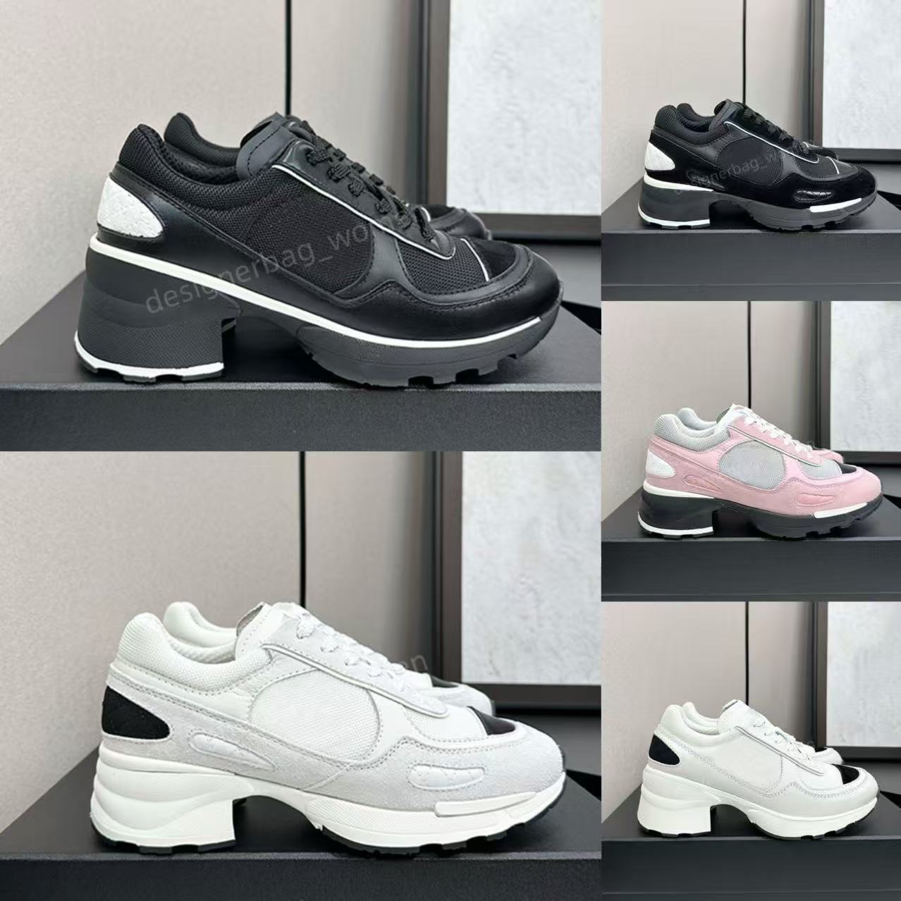 Top-quality casual sports shoes New Colors Sneakers women Designer Women Sneakers Shoes Lace Up Cowhide Spliced Thick-soled Sports Shoes Running Outdoor Shoes