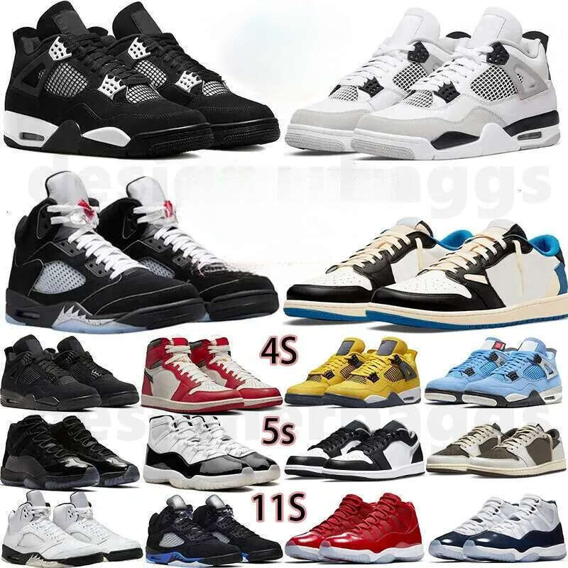 Designer New Low 1 Basketball With Box 4s 5s Game Blueberry 11s Shoes Black Cats Red Thunder Cement Gold Sail Trainers Sport Mens Sneakers 36-47