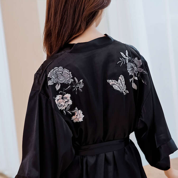 Women's Pajamas Spring and Autumn Korean Style Fresh Ladies New Handmade Embroidered Cardigan Nightdress Loose Lace Homewear