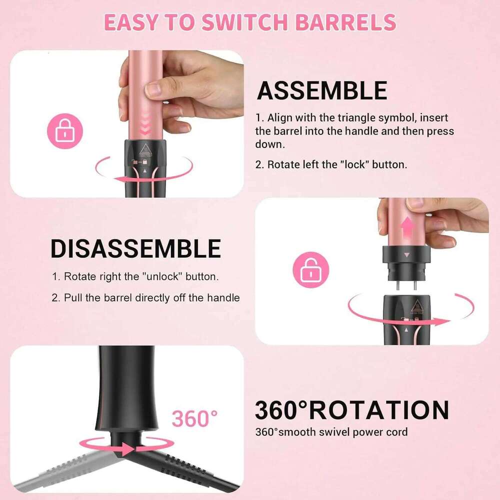 in 1Curling Wand Set with Straightener, Thermal Brush Crimper Curling Iron , 2 Temps Fast Heat Hair Waver Curler wit