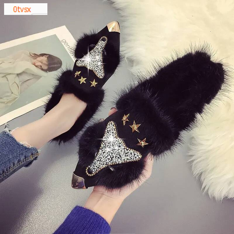 Crystal Fox Head Personalized Design Boots Autumn and Winter New Fashion Metal Pointed Fluffy Plush High Heels Women's High Heels Designer Shoes