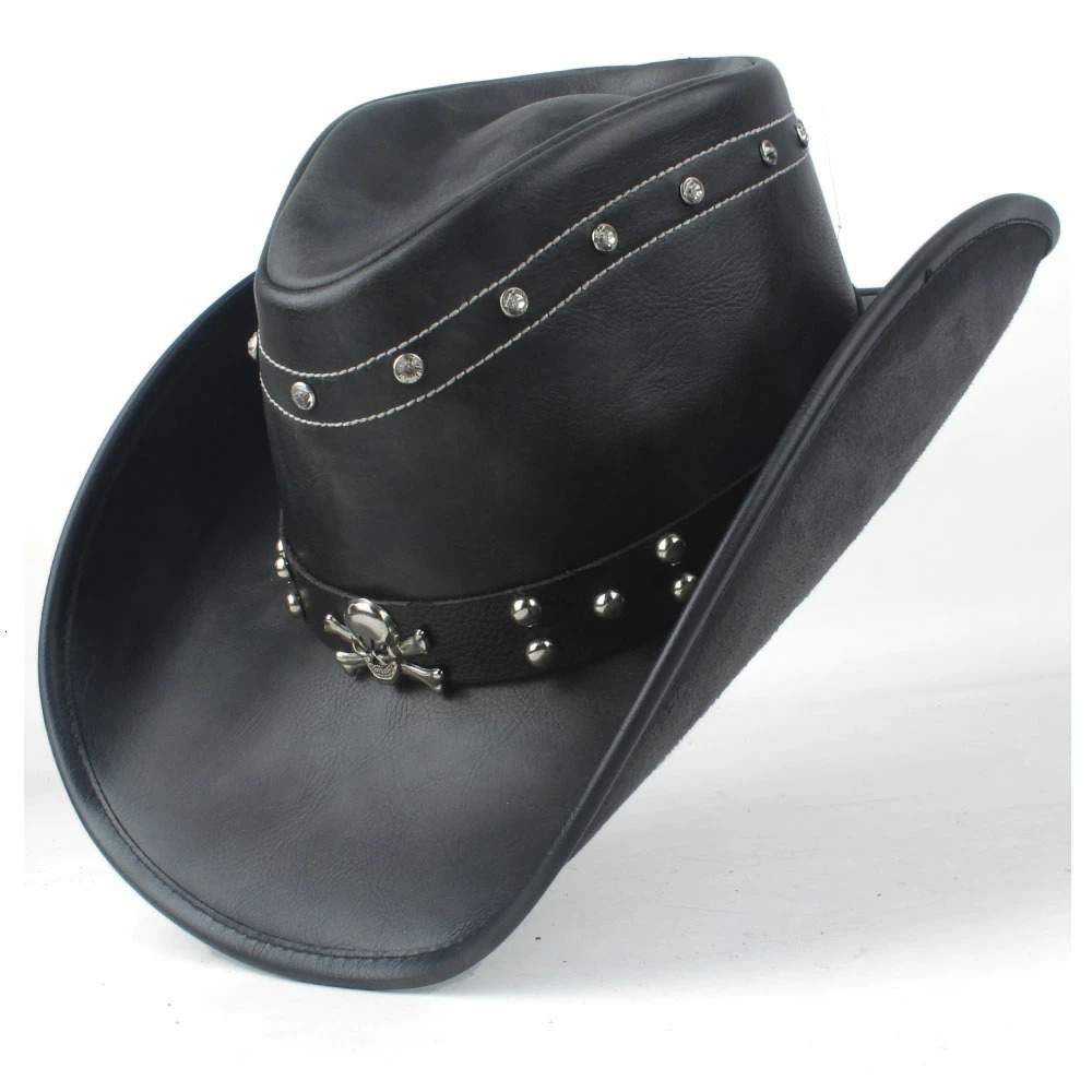 100 Leather Men Western Cowboy Hat For Gentleman Dad Jazz Sombrero Hombre Caps Size 5859CM 36 Stlye 251015