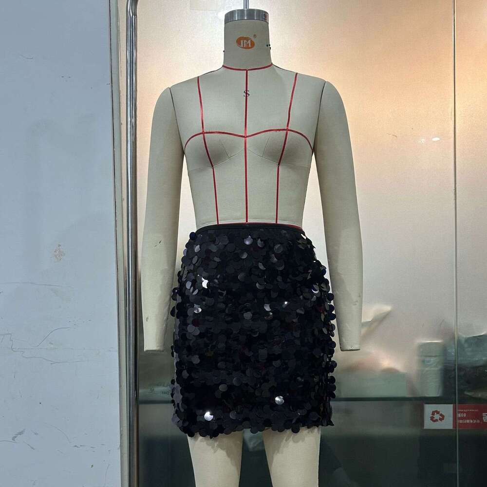 Women's Heavy Sequin Short High Waist Nightclub Sexy Bodycon Skirt B5