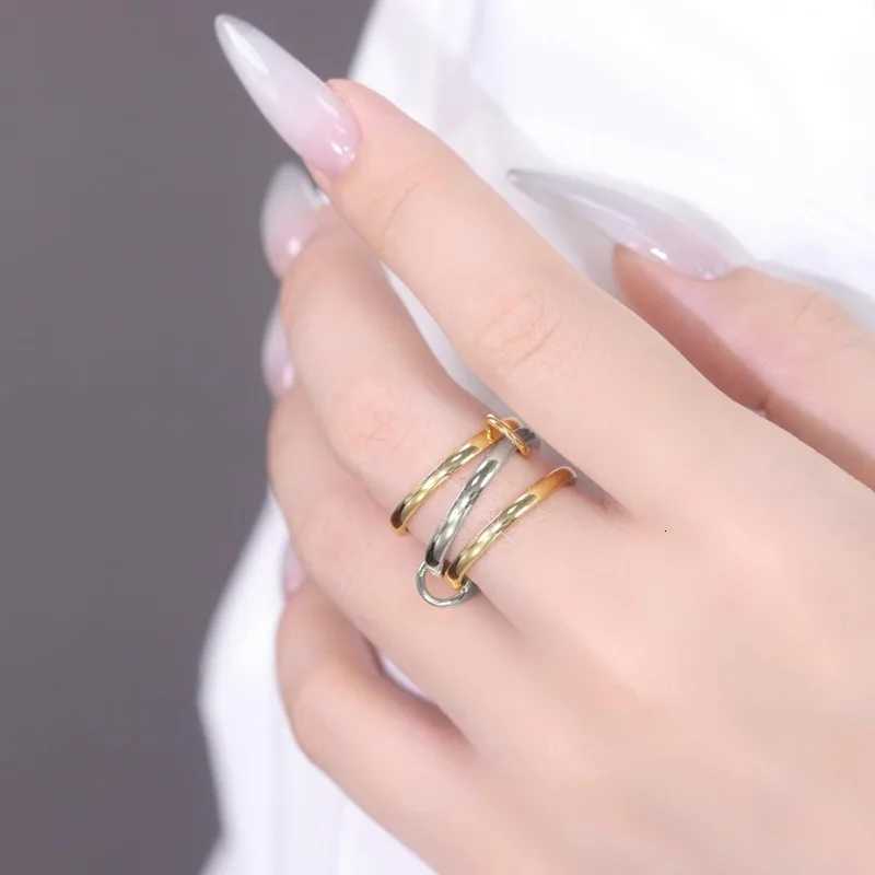 Multiple Layers Strand Loop Indext Finger Rings for Women Leadnickle Free Stainless Steel Gold Plated Ring 2025 Charm Jewelry Z251017