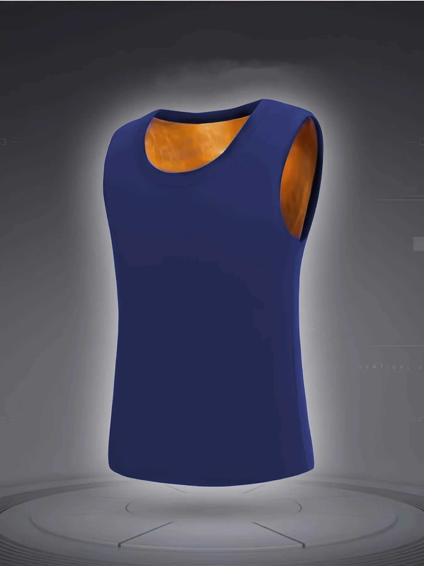 Mens Winter Thermal Vest Thickened Fleece Lined Solid Color Warm Underwear Base Layer Single Piece Cold Resistance Top H251017