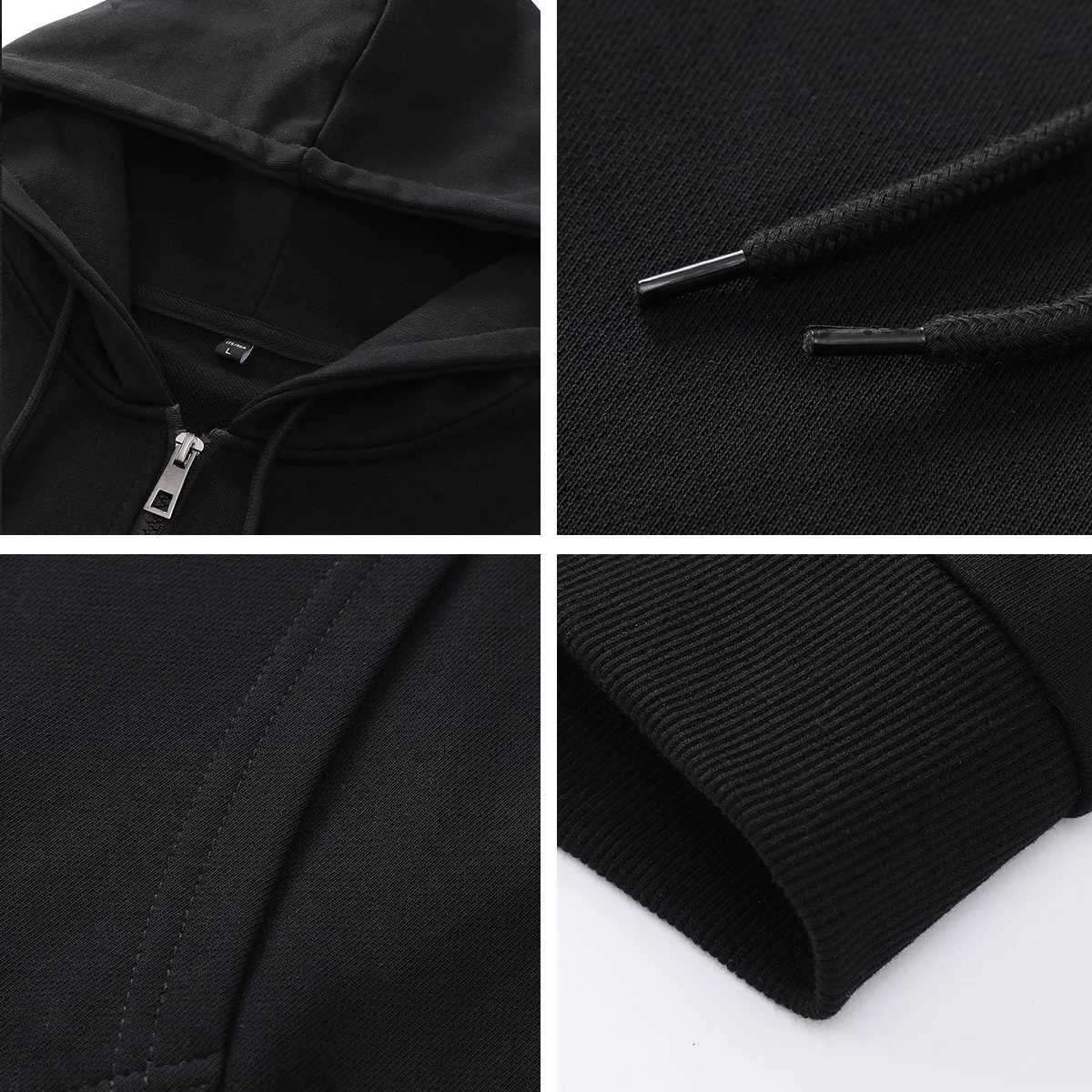 Mens autumn and winter hooded sweatshirt with drawstring and zipper simple and versatile suitable for daily work and sports Z251017