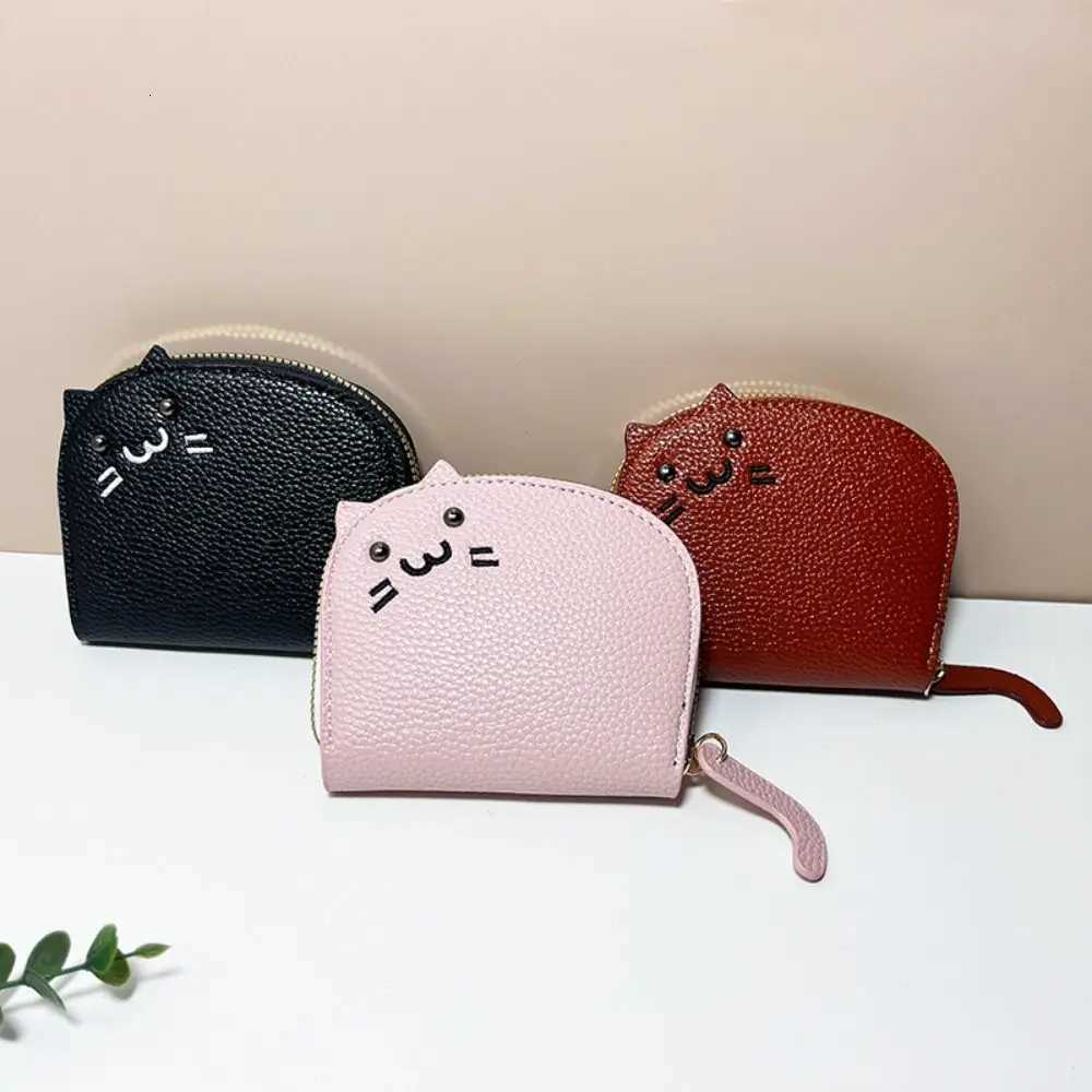 Cartoon Cat Mini Card Wallet Women PU Leather Card Holder Ultrathin Cute Zipper Wallet Fashion Simple Small Coin PurseW251017