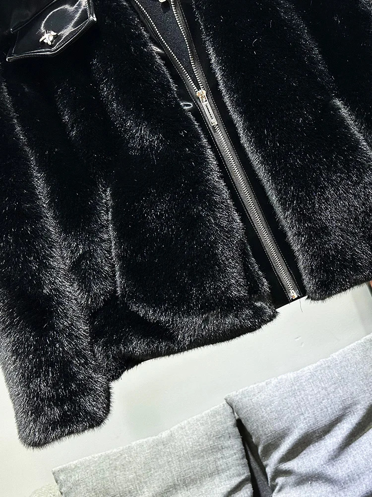 Highend Leather Jacket Mens Autumn Winter Handsome Lapel Collar Padded Cotton Mink Hair Thickened Fur Coats 251017