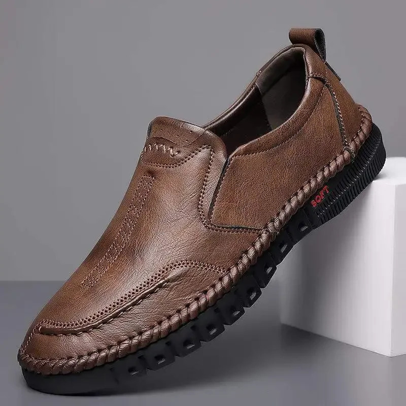 Fall Mens Casual Leather Shoes SlipOn Breathable Comfortable Business Casual Footwear Dad Shoes PU Leather Upper 251013
