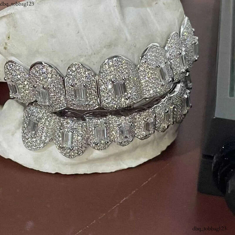 Sparkle Custom Made Hip Hop Iced Out Sterg Sier grills gold Jewelry zigzag setting VVS Moissanite Teeth Mouth Grillz aaa