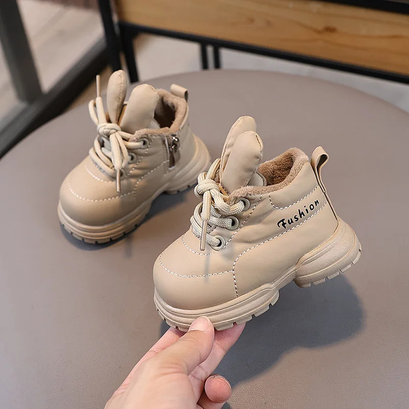 Winter Baby Snow Boots with Rabbit Ears Fluffy Cozy Velvet Little Girl Shoes Nonslip Lovely Bunny Toddler Short Boot I08028 251015