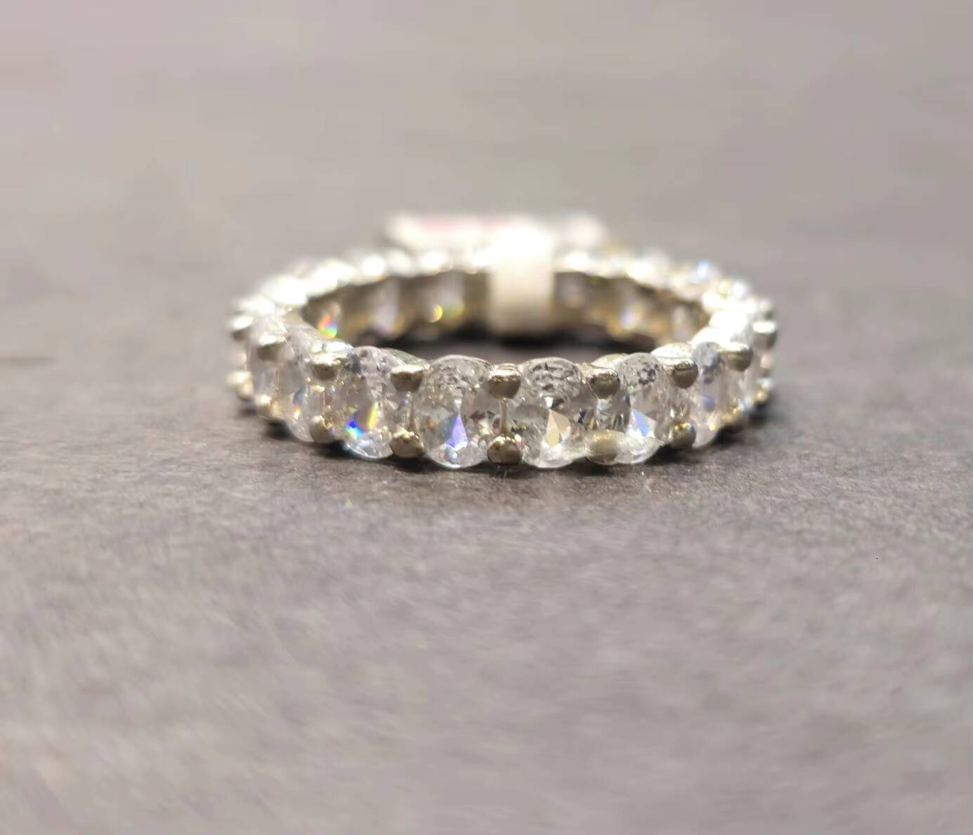 Custom Fine Jewelry Rings Round Cut Eternity Bridal Wedding Band 925 Sterling Silver Moissanite Ring