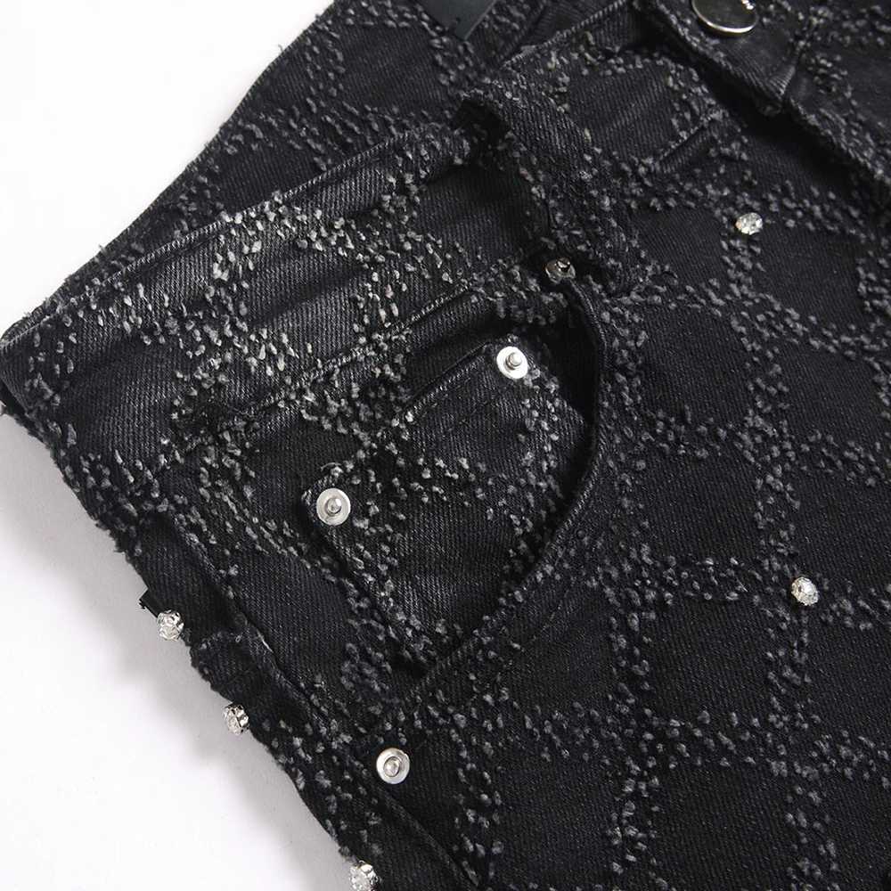 Mens Crystal Boot Cut Jeans Punk Black Stretch Denim Pants Rivet Slim Flared Trousers Fashionable Bootcut Trousers Y251105