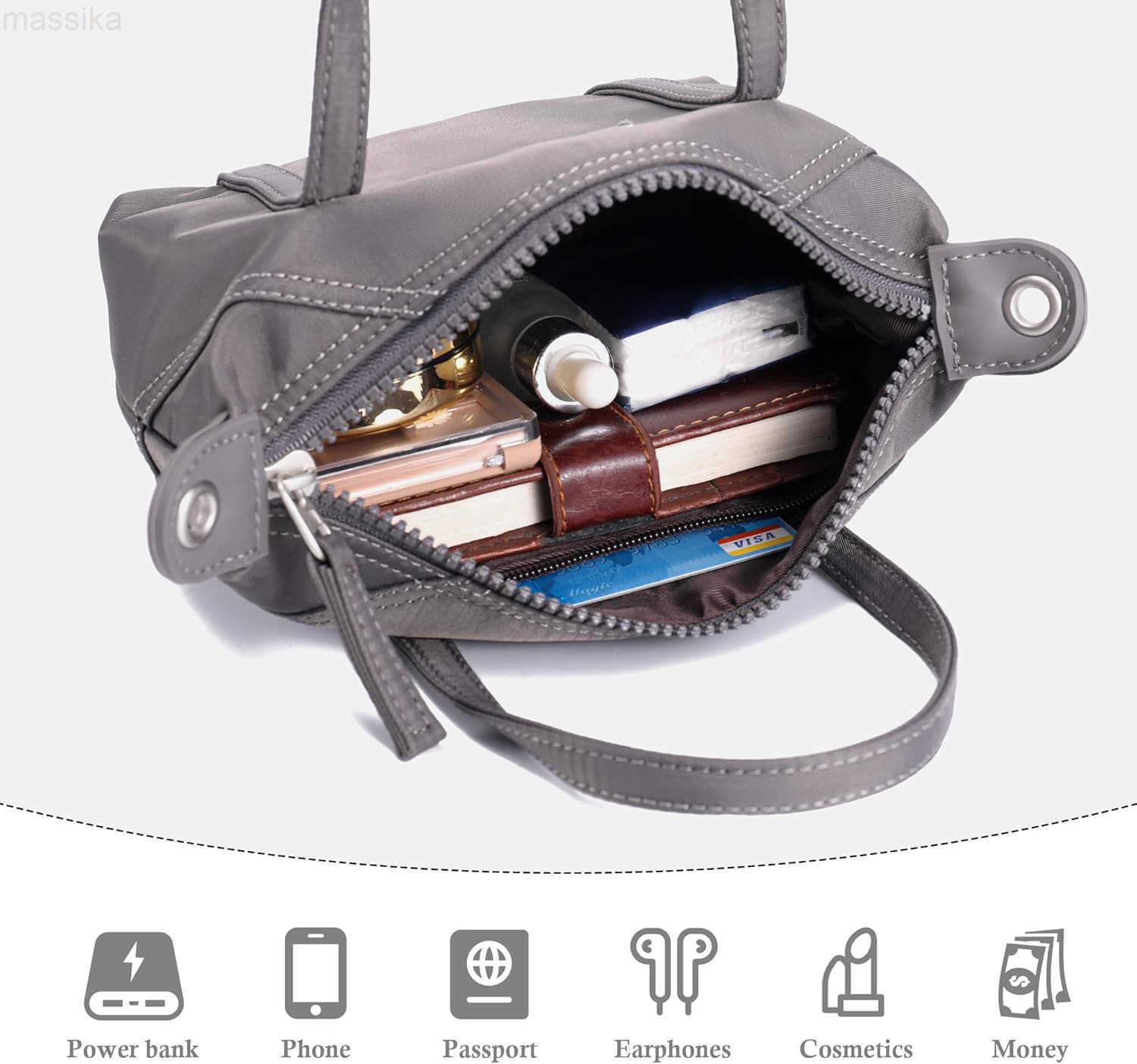 NEICOA Mini Tote Bag for WomenSmall Crossbody Bags with ZipperLightweight Nylon Purse for Daily Use M251017