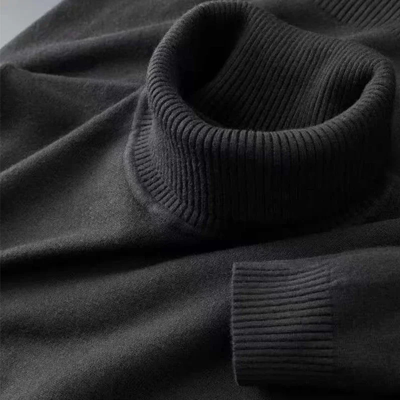 2025 Mens Knitted Sweaters Solid Color Turtleneck Breathable Pullovers Warm Outdoor Basic Streetwear autumn Business Tops 251017